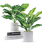 WUKOKU 2pcs Fake Plants 16" Faux Plants Artificial Potted Plants for Home Office Farmhouse Kitche...