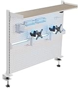 EUREKA ERGONOMIC Desk Pegboard with Dual Monitor Stands, LED Metal Pegboard for Gaming Desk, Priv...