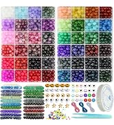 JULIMAIDONG 8mm Glass Beads for Bracelets 2000pcs, 48 Colors Round Crystal Glass Bracelet Making ...