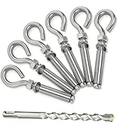 6 Pack 5/16" x 4-3/16" Concrete Eye Bolts, M8 Metal Expansion Anchors with 12mm Drill Bit, Heavy ...