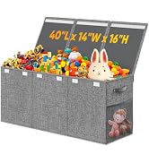 Extra Large Toy Storage Box with Lid Divider, Sturdy Collapsible Toys Organizer Chest Kids Storag...