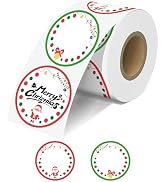 JOYIT 2'' Christmas Thermal Labels - 600pcs Round Thermal Printer Labels with Dot Border, Waterpr...
