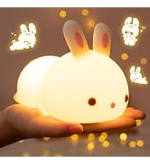One Fire Night Light for Kids Bunny Toys, 16 Colors Squishy Bunny Lamp, Soft Silicone Bunnies Stu...