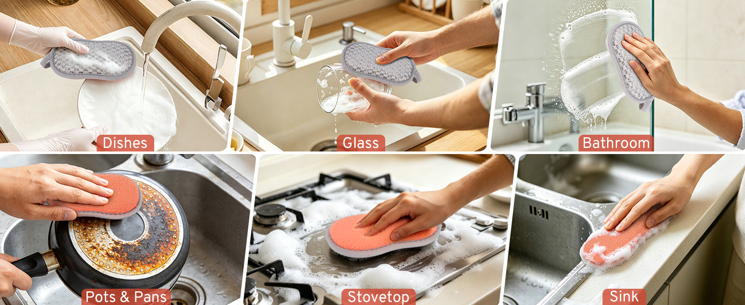 sponges for dishes Glass Bathroom Pots & Pans Stovetop Sink