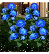 YWYWLED Solar Flower Lights Outdoor - Upgraded New Material Two Modes Realistic LED Solar Powered...