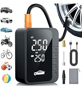 Oasser Tire Inflator Portable Air Compressor with Digital Dual Values Display 6000mAh 150PSI Type...