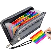 Simpldell Portable Receipt Organizer & Coupon Holder, 12 Pockets Accordion Expanding File with Ad...