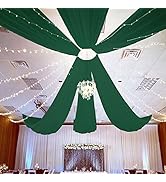 FUHSY Ceiling Drapes Emerald Green Wedding Arch Draping Fabric Chiffon Curtain Drapes 4 Panels 5x...