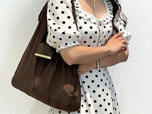 Brown ins fabric tote bag, reusable shopping shoulder bag with matching keychain accessory