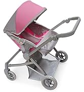 Badger Basket Toy Voyage Twin Doll Stroller with Canopy for 20 inch Dolls - Gray/Pink