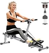 Home Folding Rowing Machine,Indoor Fitness Hydraulic Rowing Machine,300LBS Weight Capacity with 1...