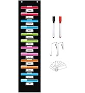 REGELETO 12 Pockets Storage Pocket Chart with 12 Nametag Pockets,Hanging Wall File Organizer for ...