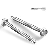 BNUOK #10 x 1-1/2 Inch Self Drilling Screws, 37pcs 0.5 lbs Self Tapping Screws for Metal, 410 Sta...