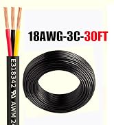18 Gauge 3 Conductors Premium Electrical Wire 18 AWG Electrical Wire Stranded PVC Cord Copper Cab...
