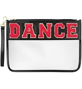 Dance Makeup Bag - Clear Chenille Varsity Letter Flat Pouch with Zipper, Waterproof Clear PVC&PU ...