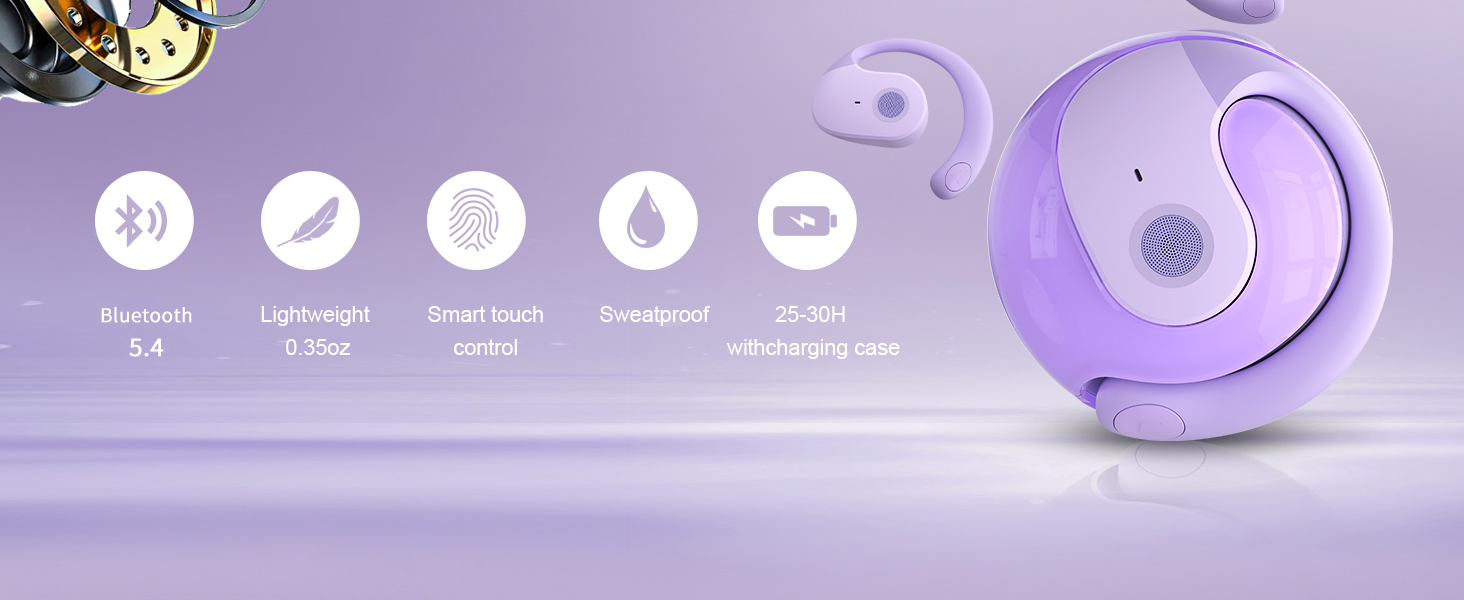 Bluetooth 5.4 Comfortable lightweight Earphones Smart touch water proof Long playtime