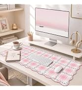 iCasso Checkered Leather Mouse Pad (Light Pink)