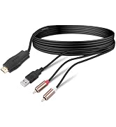 192KHz HDMI eARC/ARC to RCA Audio Converter for TV to Soundbar, Plug & Play 3.4ft/1.05m eARC to R...