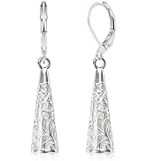 YTDTKJ 925 Sterling Silver Filigree Earrings, Silver Geometric Lightweight Dangle Drop Earrings, ...