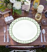 Sage Green Gingham Oval Paper Plates Sage Green and White checkered oval paper dinner plaid plates