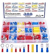 Tnisesm/300PCS Insulated Wire Crimp Connectors Assortment Kit with Ring, Spade, Butt, Quick Disco...