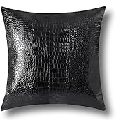 Artscope Throw Pillow Covers Cases for Couch Sofa Home Decoration Solid Dyed Crocodile PU Faux Le...