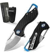 VR VIRENKNIFE Folding Pocket Knife for Men Women,2.3" D2 Steel Blade Carbon Fiber Overlay Handle ...