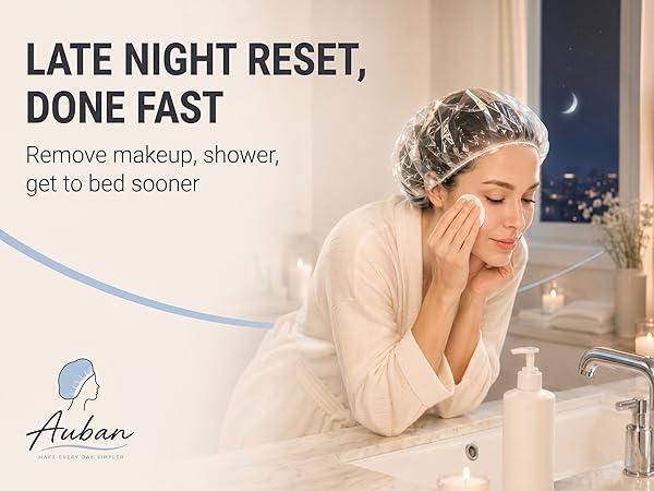 SHOWER CAPS HELP SAVE YOUR TIME WITHOUT WASHING HAIR AND SLEEP MORE GO TO BED SOONER AFTER BUSY DAY