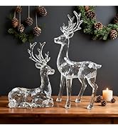 EverZenHub Christmas Reindeer Figurines - Resin Deer Statues for Home Décor, Xmas Tabletop Decor,...