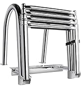 Marinebaby 4 Steps Pontoon Boat Ladder, 316 Stainless Steel Folding Telescoping Inboard Ladder He...