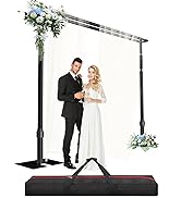 GLOSHOOTING Heavy Duty Backdrop Stand - 10x10ft, Double Crossbar Pipe and Drape Kit, Adjustable M...