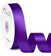CLUEWR Double Faced Purple Satin Ribbon, 1 Inch 50 Yards Fabric Ribbon Roll for Flower Bouquets, ...