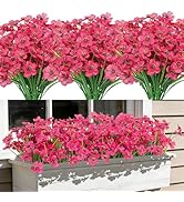 Besteek 24 Bundles Artificial Flowers for Outdoors, Fake Silk Flowers UV Resistant Faux Plastic P...