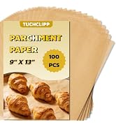 Tuchclipp 100 Pcs Unbleached Parchment Paper Sheets, Precut 9x13 Inch Non-Stick Baking Paper for ...