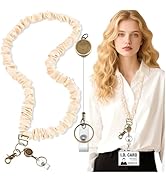 Scrunchie Lanyard Teacher for Id Badges Keys with Retractable Badge Reel Cute Teacher Lanyard for...