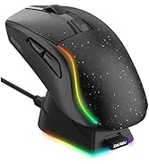 DAREU A950 Wireless Gaming Mouse with RGB Charging Dock,88g Lightweight Programmable Tri-Mode Wir...