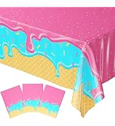 Blue Orchards Ice Cream Table Cover (Pack of 3) - Ice Cream Party Table Cloth Disposable Tableclo...