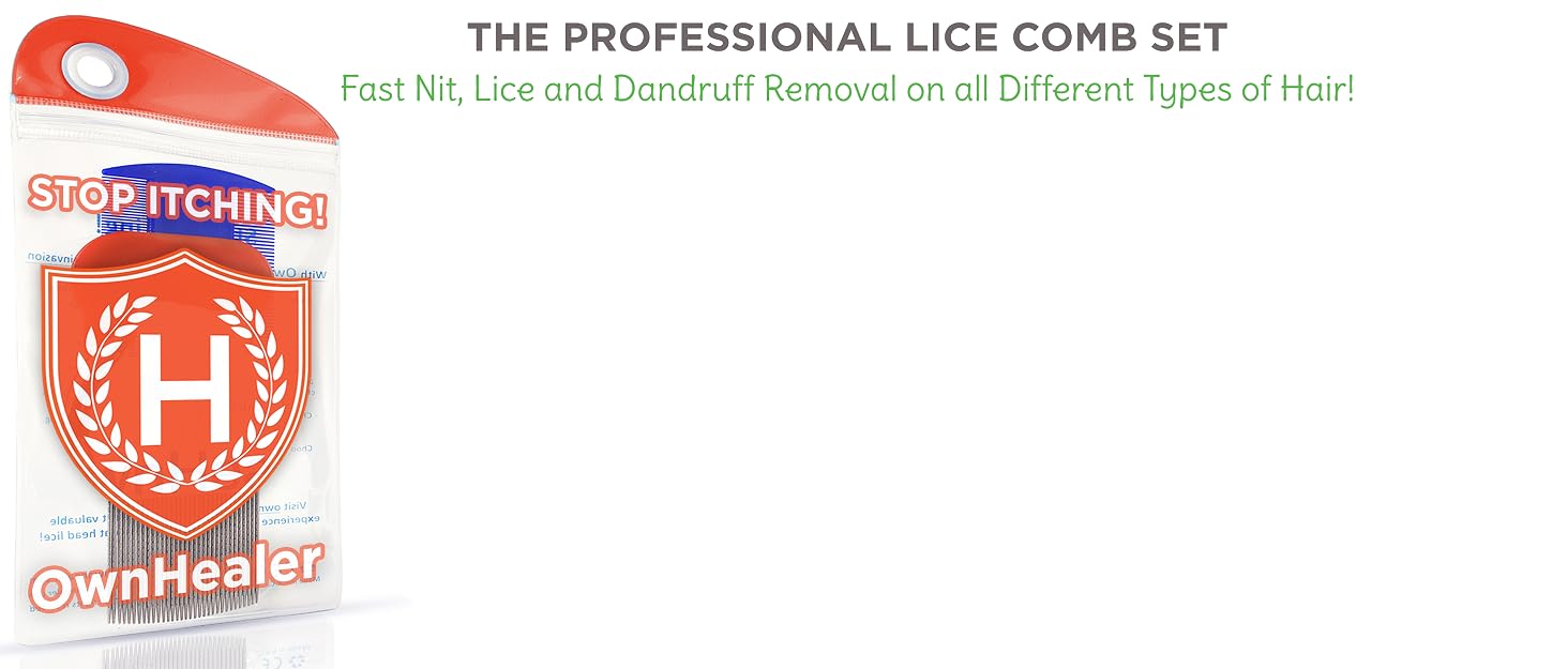OWNHEALER metal Lice Comb treatment of Lice Eggs, Nits and Dandruff Peine para piojos y liendres