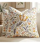 GIGIZAZA Decorative Velvet Pillow Covers - 18x18 Vintage Floral Patterned Throw Pillows Set of 2 ...