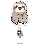 Cute Sloth Badge Reel, RN Badge Buddy, Funny Sloth ID Work Badge Holder with Retractable Alligato...