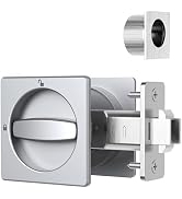 AST Square Pocket Door Lock with Edge Pull, Sturdy Privacy Bifold and Cavity Sliding Door Lock wi...