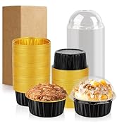 60 Pack 5 OZ Round Mini Aluminum Pans with Lids, Disposable Aluminum Foil Baking Pans with Lids, ...