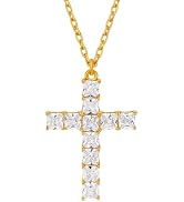 Elurent 18K Gold Plated Cross Necklace for Women, Cubic Zirconia Dainty Pendant Chain, Elegant Fa...