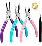 URSKYTOUS 3Pcs Jewelry Pliers Set Jewelry Making Pliers Tools Kit Include Jewelry Making Needle N...