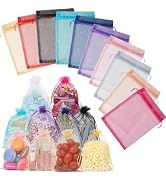 Hopttreely 100PCS Sheer Organza Bags, 5X7 inches Mixed Color Mesh Bags Drawstring Small Pouch Gif...