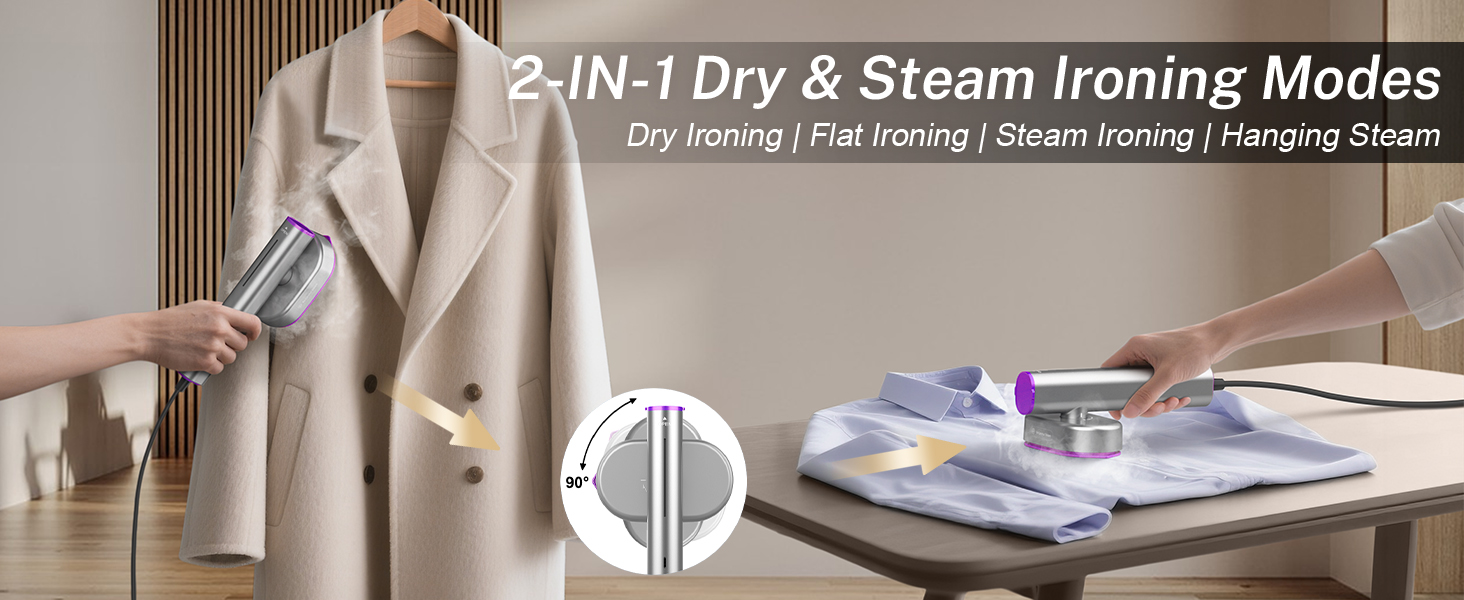 2-in-1 dry&steam ironing modes