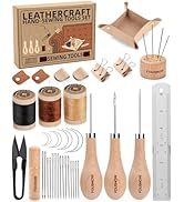 Fousnow Upholstery Repair Kit, Leather Sewing Kit with Thick Handle Sewing Awl, Upholstery Thread...