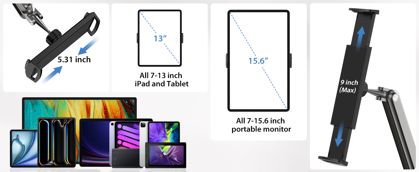 Compatible with iPad Pro 13/12.9/11 inch, iPad Air 11/13 inch, iPad10/9th, iPad Mini, Samsung Galaxy