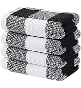 Homaxy 100% Cotton Waffle Weave Check Plaid Kitchen Towels, 13 x 28 Inches, Super Soft and Absorb...
