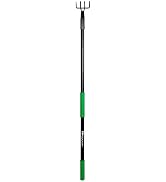 Hooyman 4-Tine Cultivator with Heavy Duty Carbon Steel Construction, No-Slip H-Grip Handles for G...